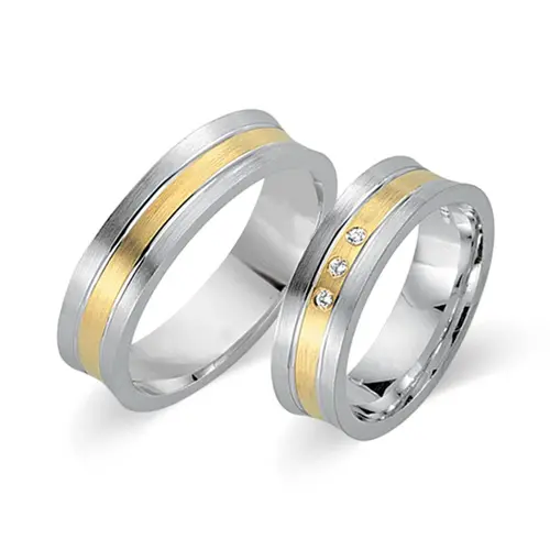 Wedding rings 8ct yellow-white gold 3 diamonds