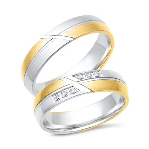 Wedding rings 8ct yellow-white gold 6 diamonds