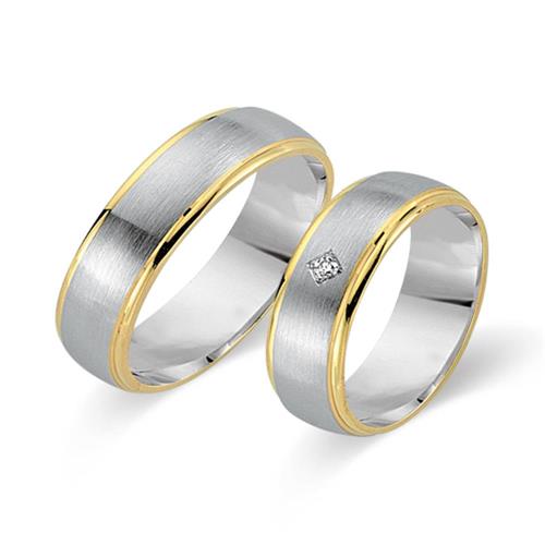 Wedding rings 18ct yellow-white gold with diamond