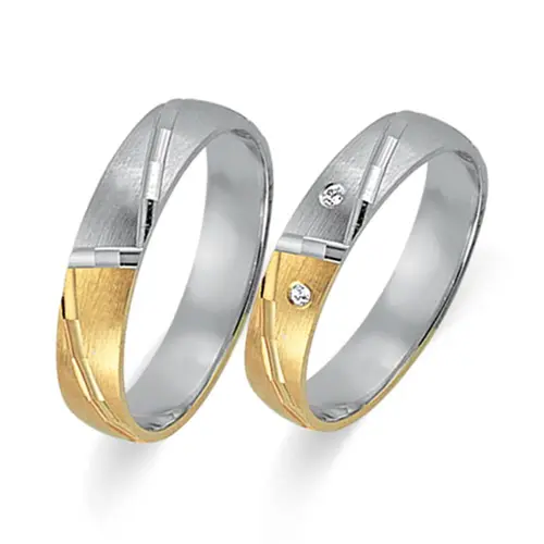 Wedding rings 8ct yellow-white gold 2 diamonds