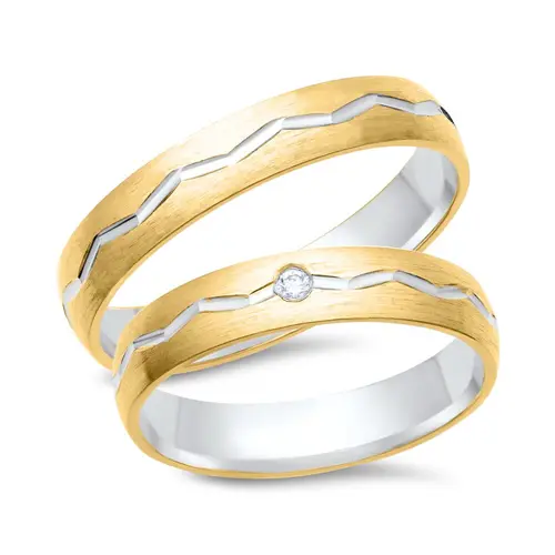 8ct yellow-white gold wedding rings with diamond