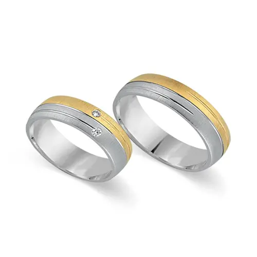 8ct yellow-white gold wedding rings 2 diamonds