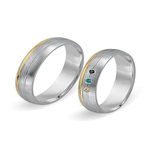 8ct yellow-white gold wedding rings 3 diamonds