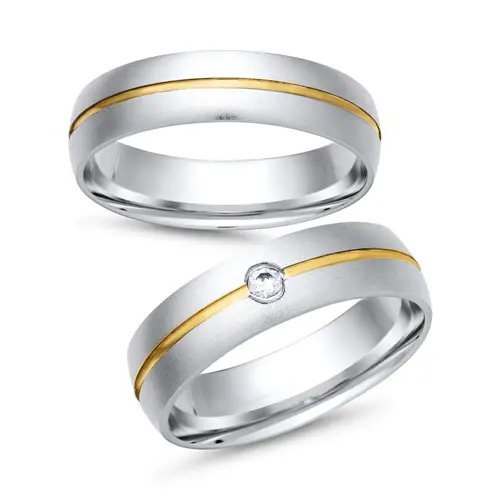 Wedding rings 8ct yellow-white gold with diamond