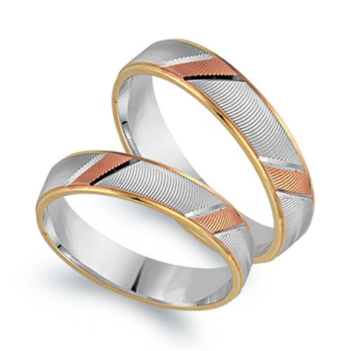 Wedding rings 14ct tricolorgold