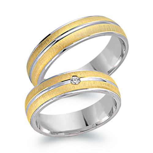 Wedding rings 14ct yellow-white gold with diamond