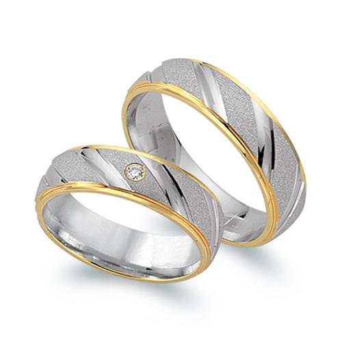 Wedding rings 18ct yellow-white gold with diamond