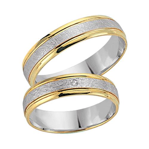 Wedding rings 18ct yellow-white gold with diamond