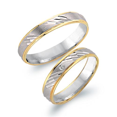 Wedding rings 14ct yellow-white gold with diamond