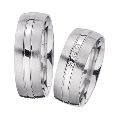 Wedding rings white gold with diamonds width 7 mm