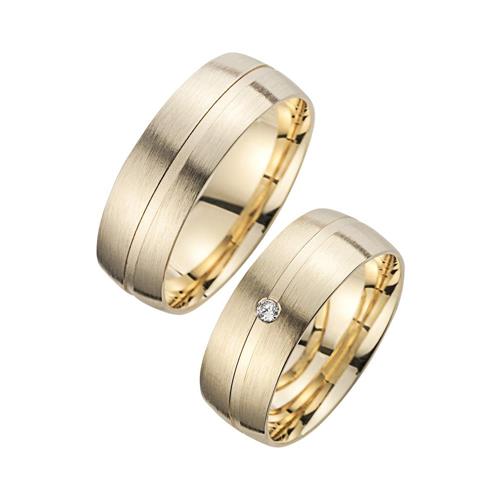 Wedding rings yellow gold with diamond width 7 mm