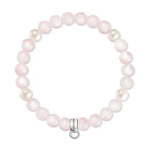 Charm bracelet made of rose quartz and pearls