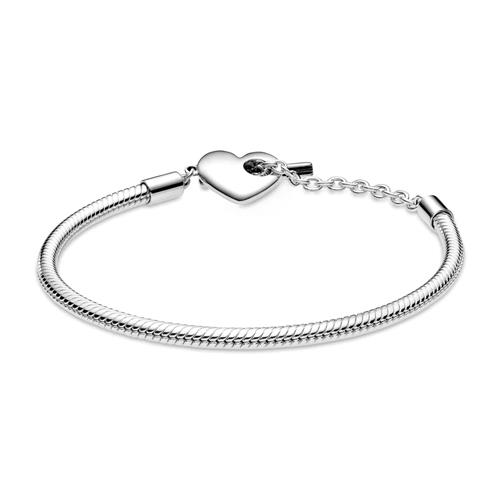 925 Silver Bracelet Moments Heart T-Bar For Ladies