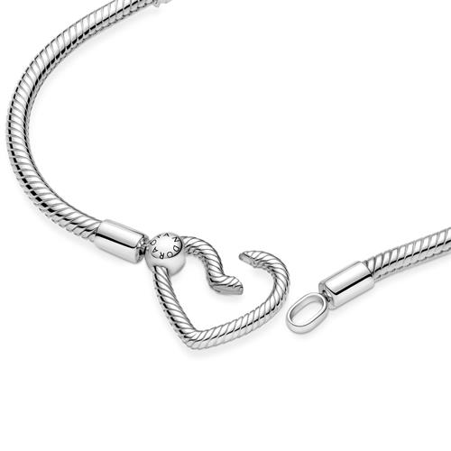 Ladies Sterling Silver Bracelet With Heart Clasp