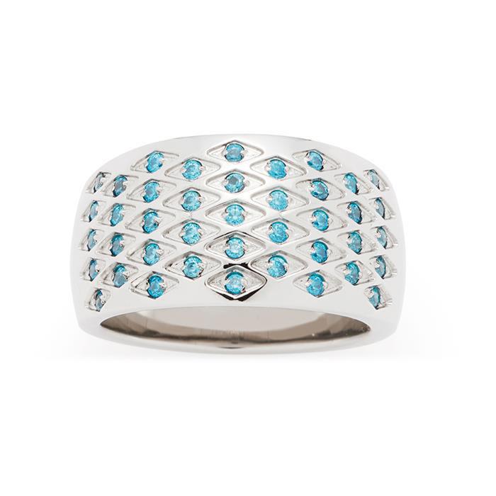Ladies ring rombo stainless steel with turquoise zirconia