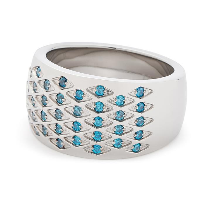 Ladies ring rombo stainless steel with turquoise zirconia