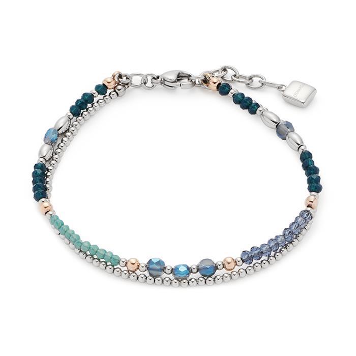 Pulsera natalina de acero inoxidable para mujer con cuentas de cristal