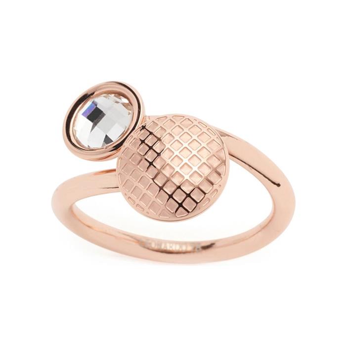 Delicato anillo de acero inoxidable chapado en oro rosa para mujer