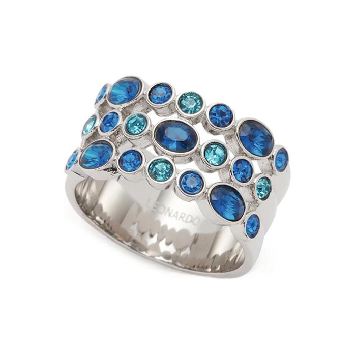 Arabella Ring für Damen aus Edelstahl, Kristalle, blau