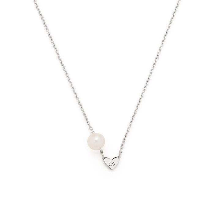 Celia ciao heart chain for ladies in stainless steel with pearl