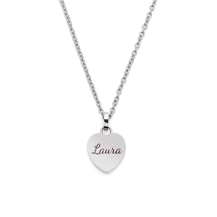 Eviva heart chain for ladies, stainless steel, engravable