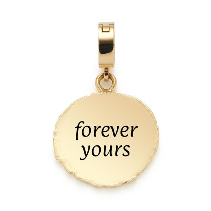 Sara engravable coin pendant in stainless steel, IP gold