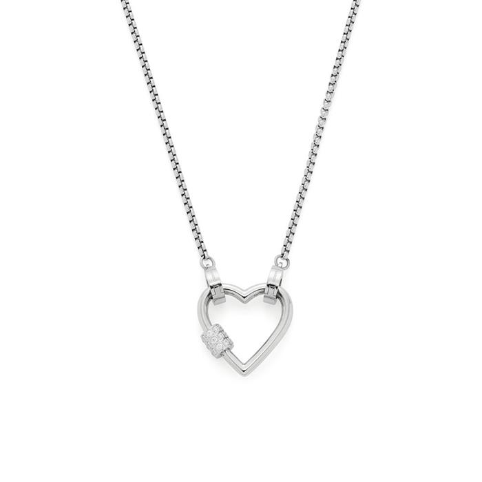 Clip&Mix necklace minou in stainless steel with heart, zirconia