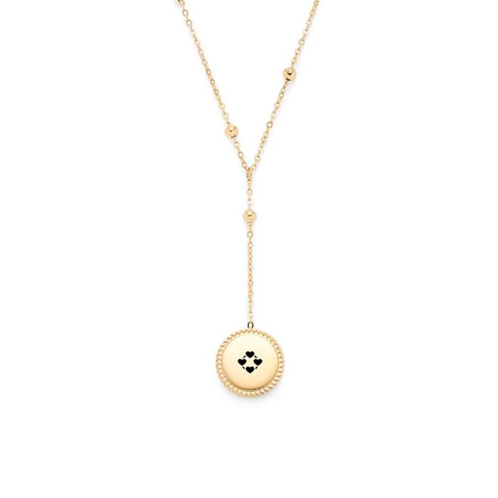 Pina Y-necklace in stainless steel with engraved pendant, IP gold