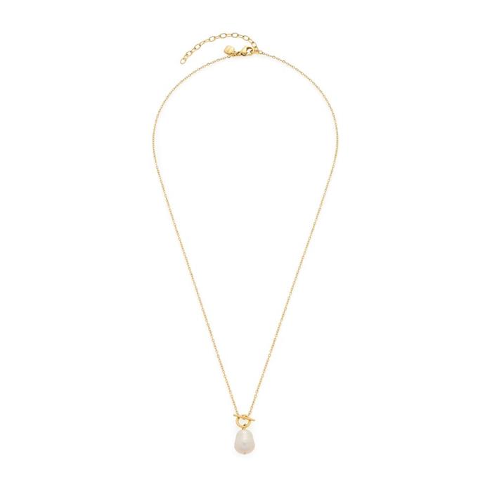 Alida Ciao Necklace In Stainless Steel With Pearl, Ip Gold