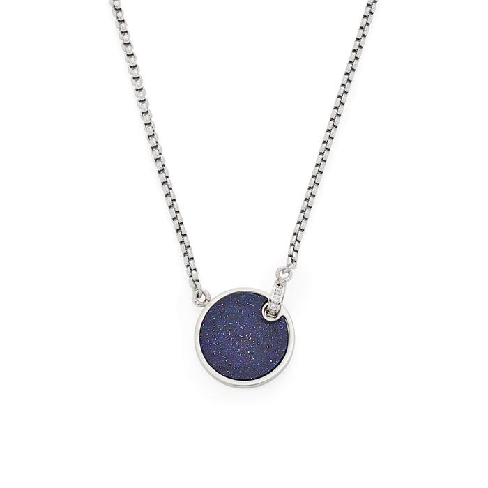 Engravable necklace loreto in stainless steel with blue river