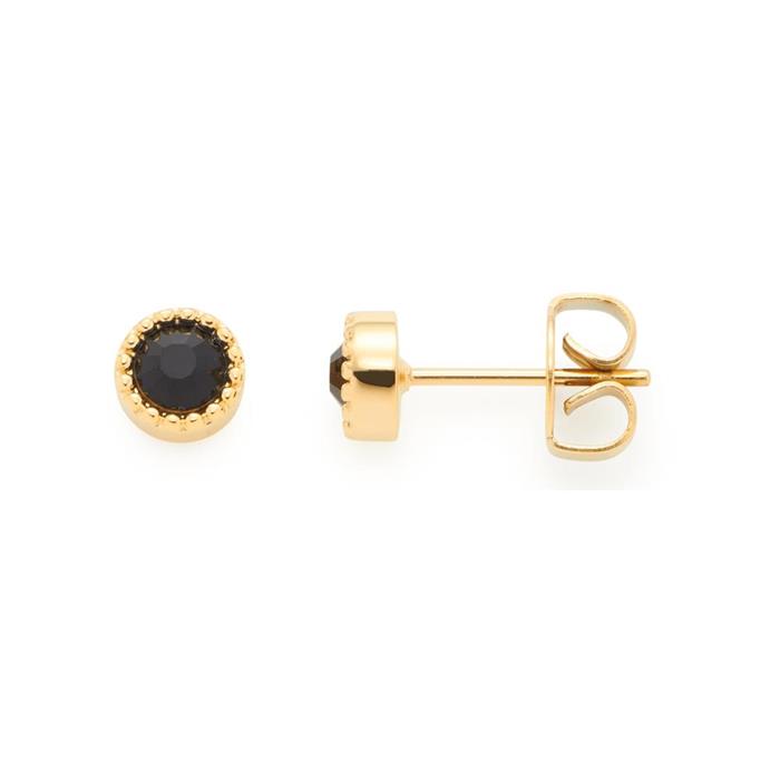 Confetti ear studs in stainless steel, glass stones, IP gold