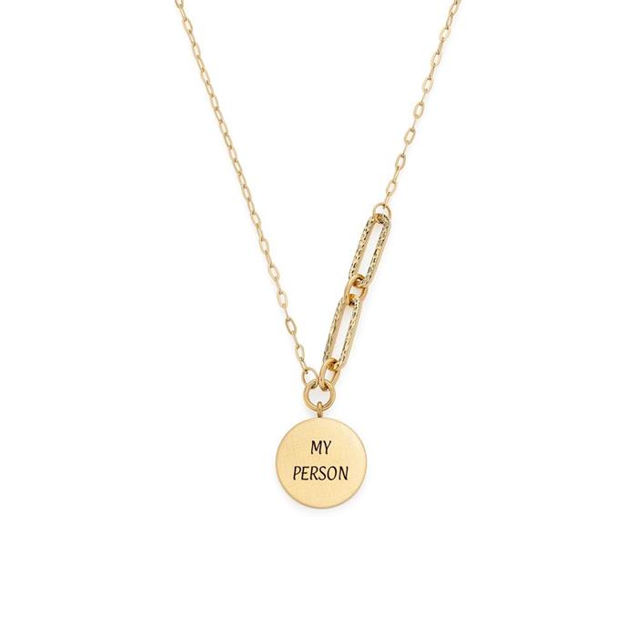 Arina ciao engraved necklace in stainless steel with pendant, gold