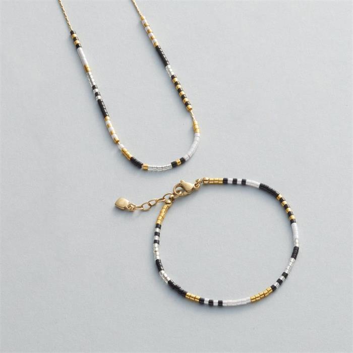 Osira ciao necklace in stainless steel with glass beads, IP gold