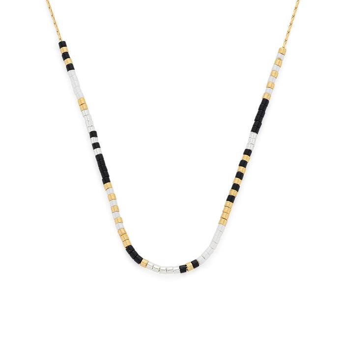 Osira ciao necklace in stainless steel with glass beads, IP gold