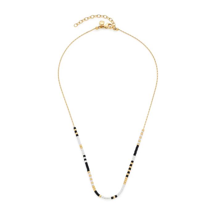 Osira ciao necklace in stainless steel with glass beads, IP gold