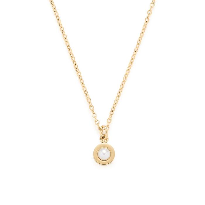 Isa summer engraved necklace in stainless steel with pearl, IP gold