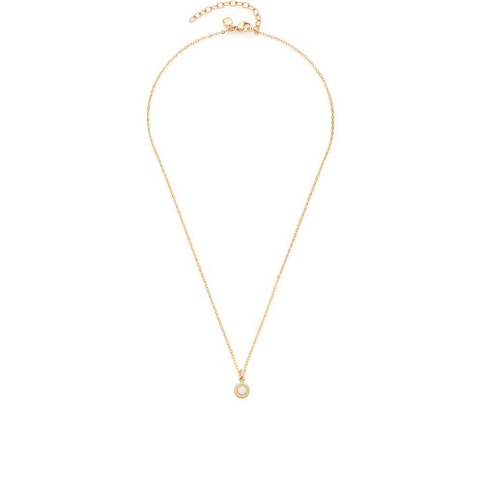 Isa summer gegraveerd collier in edelstaal met parel, IP goud