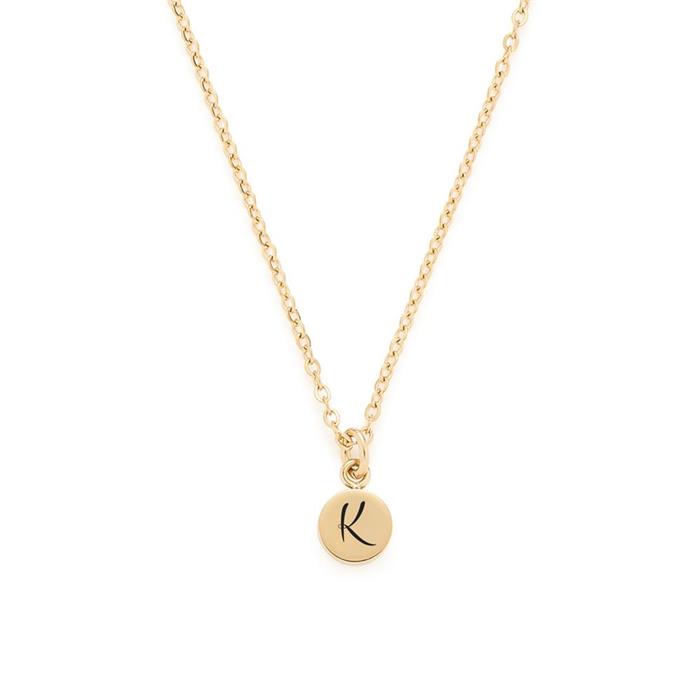 Isa summer engraved necklace in stainless steel with pearl, IP gold