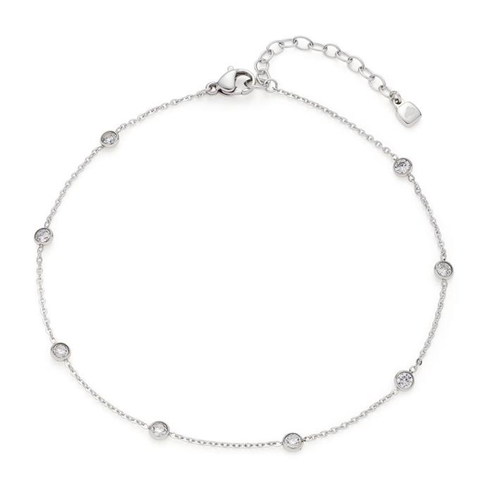 Ladies anklet mini ciao in stainless steel, crystals