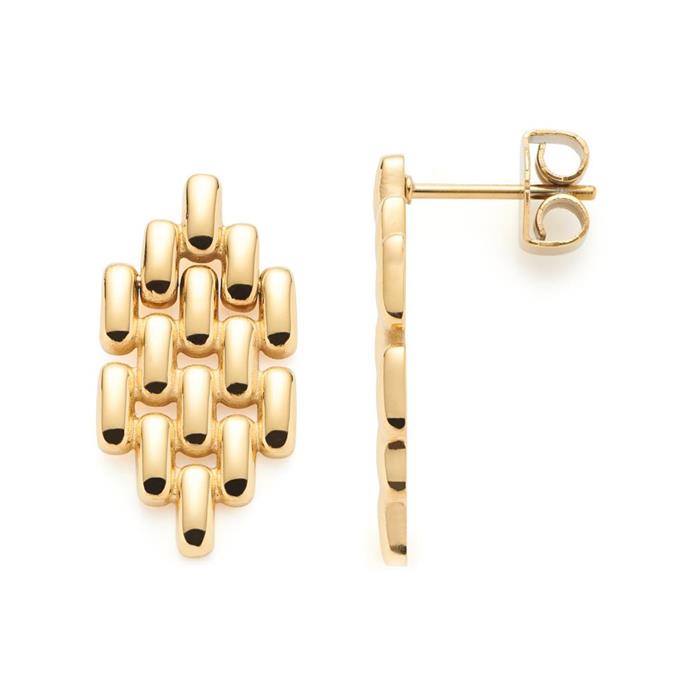 Ear stud milanese for ladies in gold-plated stainless steel