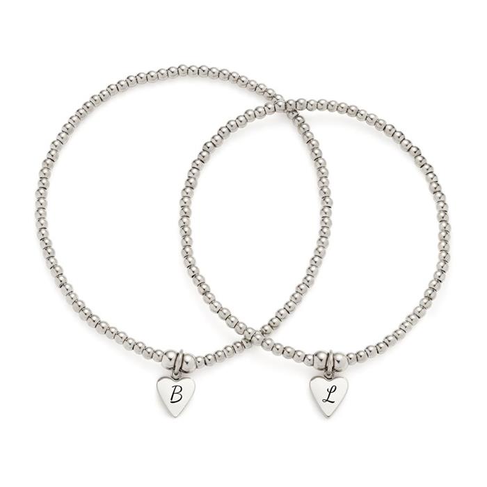 Pulsera de acero amore con corazón grabable