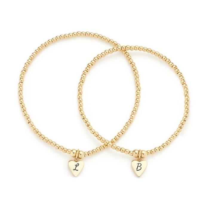 Amore engraved bracelet set in stainless steel with heart, gold
