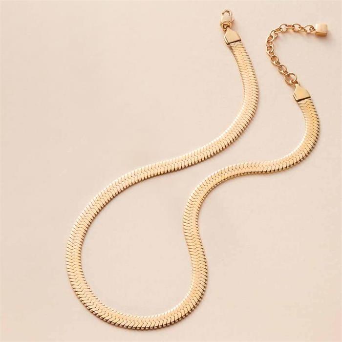 Cadena serpiente para mujer en acero inoxidable, chapado en oro