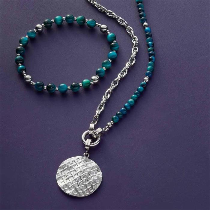 Ladies bracelet morina with green tiger eye beads