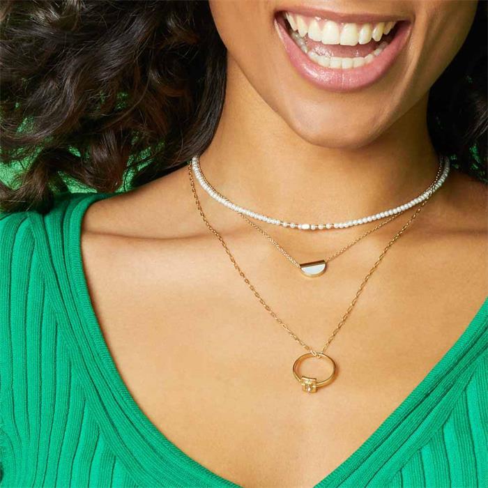 Cadena para mujer mimo ciao de acero inoxidable, oro y nácar