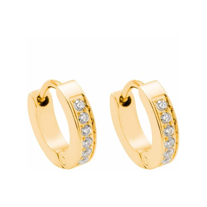 Nani ciao gold-plated stainless steel creoles with zirconia