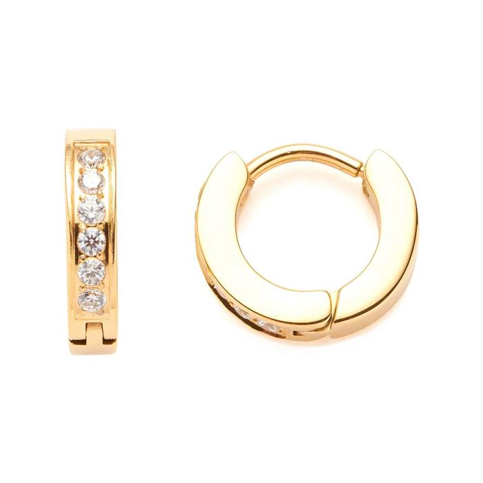 Nani ciao gold-plated stainless steel creoles with zirconia