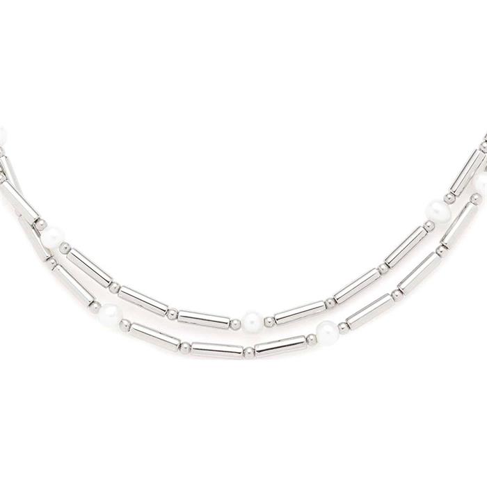 Ladies necklace mirella in stainless steel and pearls