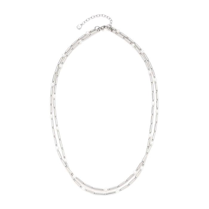Ladies necklace mirella in stainless steel and pearls
