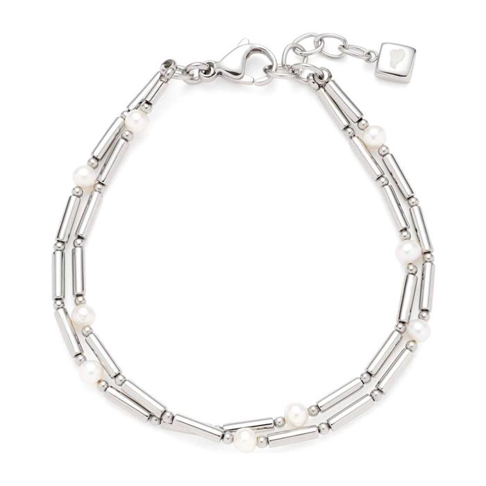 Mirella bracelet for ladies in stainless steel, pearls